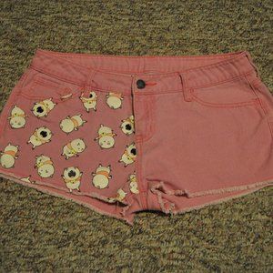 BEE & PUPPYCAT PRINTED PINK DENIM SHORTS Medium